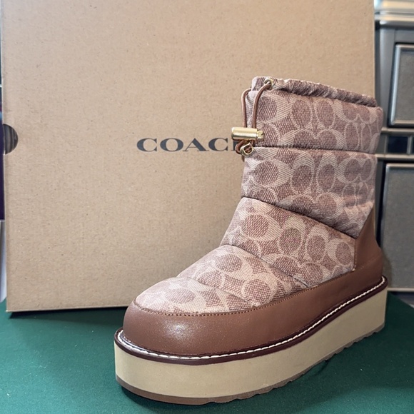 Coach 8.5 Brown Signature Bootie - Picture 1 of 2